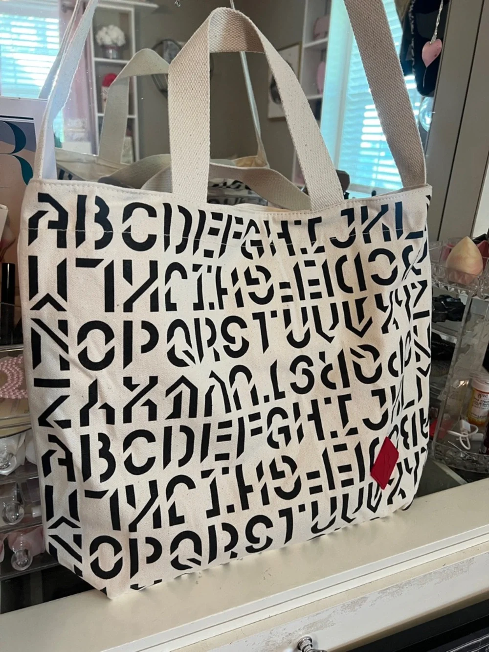 Byredo Canvas Alphabet Tote Bag with Red Accent - Picture 2 of 6